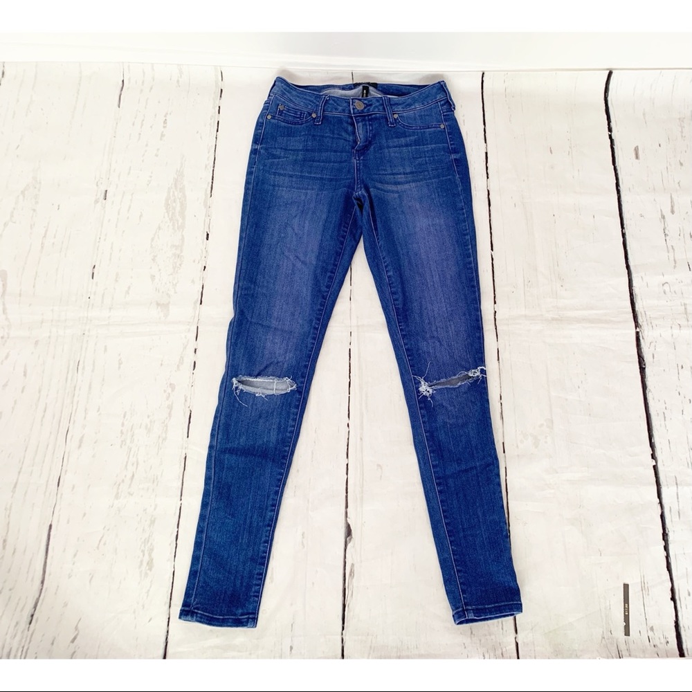 Celebrity Pink Mid Rise Skinny Destroyed Jeans